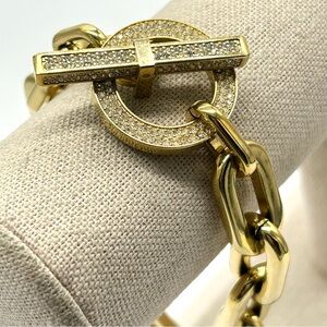 Michael Kors Cityscape Pave Toggle Gold Link Bracelet